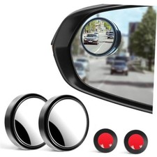 2PCS Blind Spot Mirror, HD Glass and ABS Housing Convex Wide Black Stick Round