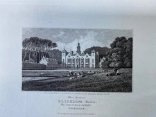 ENGRAVING BLICKLING HALL West NORFOLK 1818 Drawn J S COTMAN Engraver J Greig