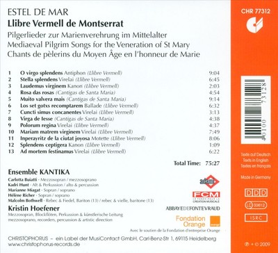 ENSEMBLE KANTIKA ESTEL DE MAR: LLIBRE VERMALL DE MONSERRAT NEW CD