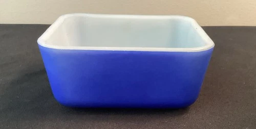 Vintage 1920s McKee Fridgie Blue Milk Glass Glasbake? Small Refrigerator Dish