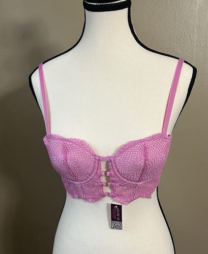 Adore Me Bra Sz 32D Margaritte Push Up Balconette Lace Feminine Underwire