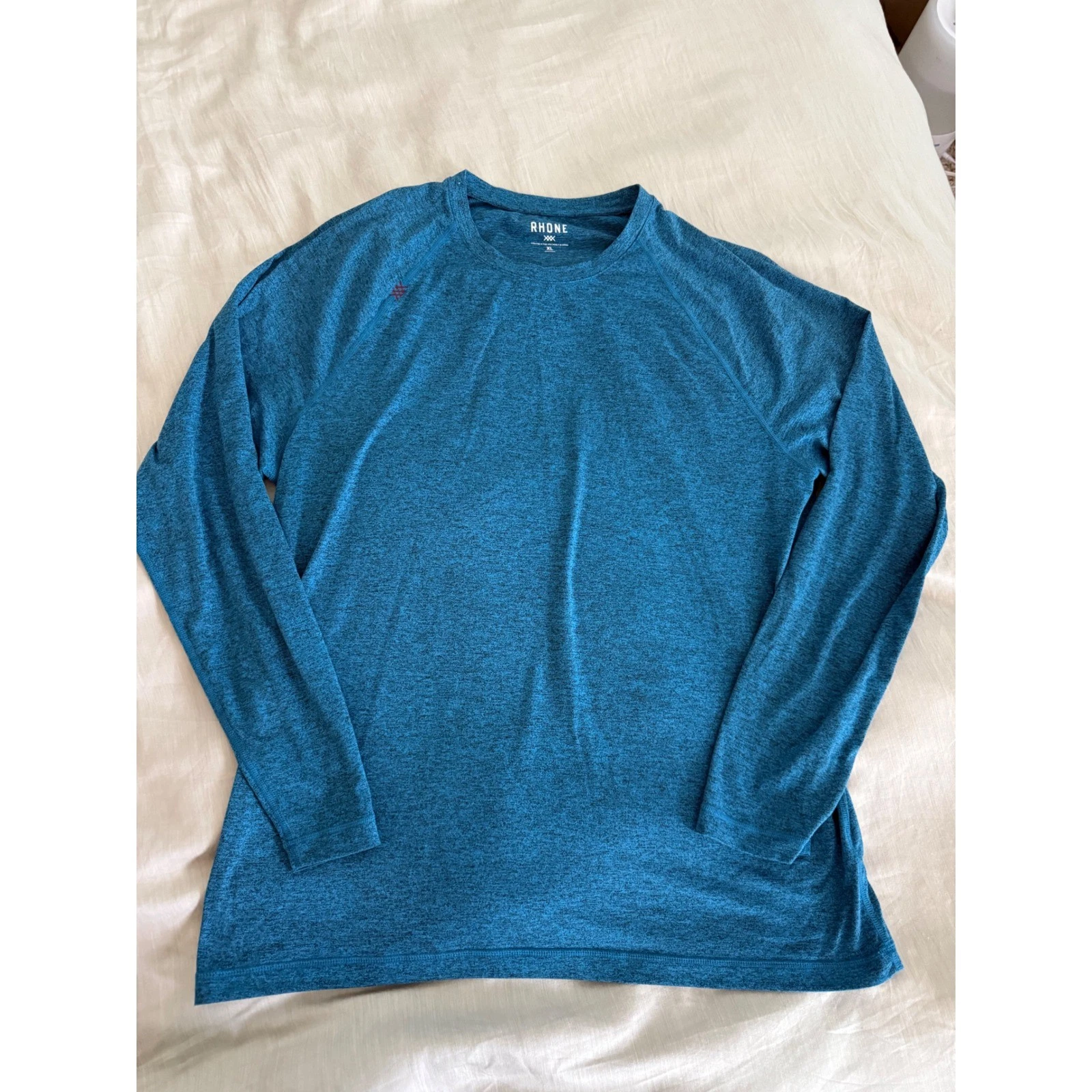 Rhone Reign Long Sleeve Performance Tee Blue Heather XL Moisture Wicking