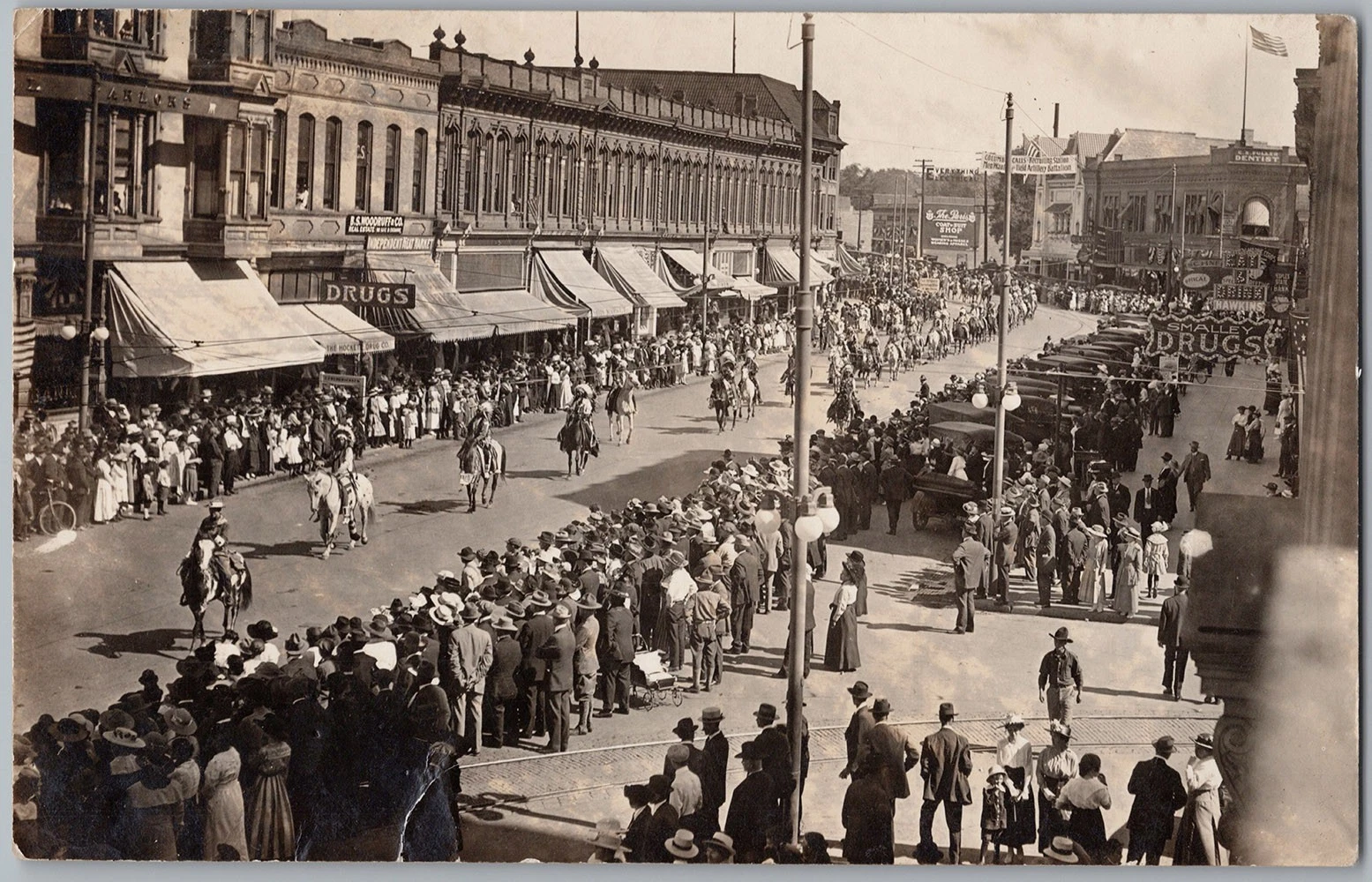 Walla Walla WA Main Street Parade Native American Men 1914 ? RPPC Postcard