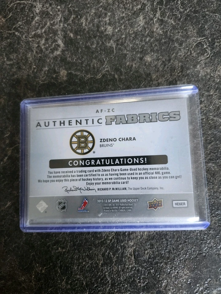 2012-13 SP Game Used Authentic Fabrics Patch 27/35 Zdeno Chara Card# AF-ZC - Image 2 of 2
