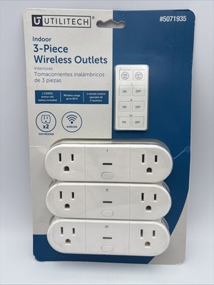 Utilitech Indoor 3-Piece Wireless Outlets with Remote Control: Factory Sealed