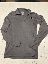 Majestic Georgia Bulldogs Gray Quarter Zip Sweatshirt Pullover Men's Size S