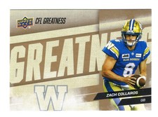2024 UD CFL Greatness Zach Collaros GOLD #82 Winnipeg Blue Bombers Cincinnati