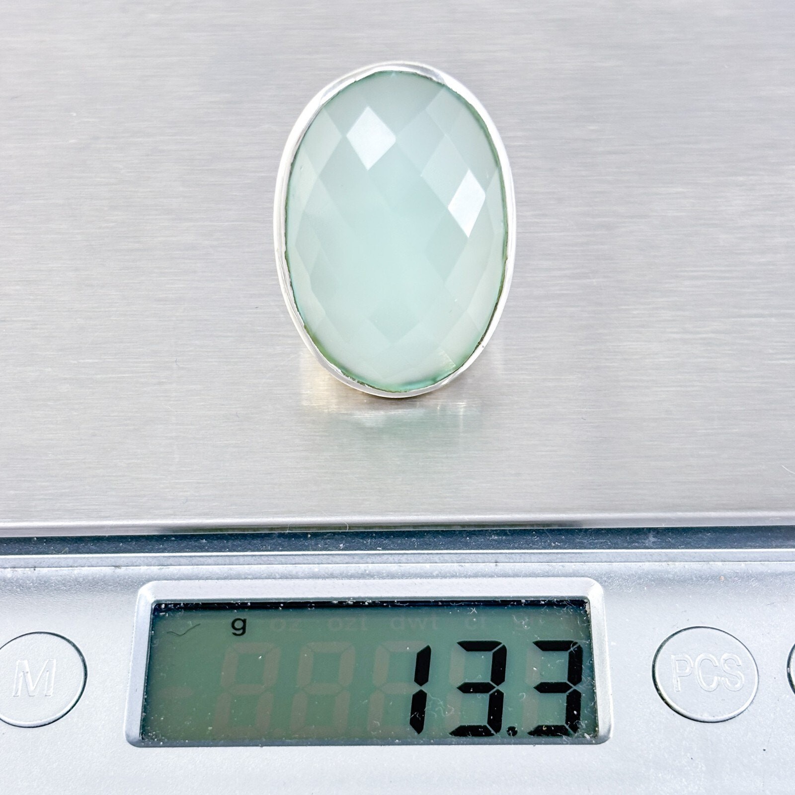 Faceted Blue Chalcedony Statement Ring | Estate S… - image 6