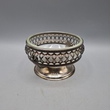 Vintage Versilberte Zuckerschale Candyschale Glaseinastz England  1970 B12