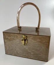 1950s Wilardy Classic Case Apricot Lucite Box Purse