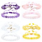 2 PC Butterfly Gemstone Bead Stone Bracelet Stretch Healing Reiki Crystal Chakra