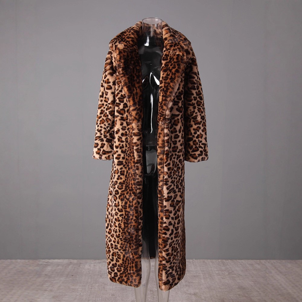 Winter Womens Rabbit Fur Extra Long Jacket Slim Fit Suit Collar Fur Coat Jacket