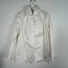 Cabi Womens White Long Sleeve Button-Up Shirt Top Large Cotton Style# 734 Casual