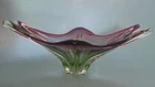 Vintage 1960s Murano Sommerso Art Glass Console Bowl Large 18 “ MCM Pink Purple