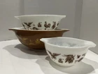 VTG Pyrex Early American Cinderella Nesting Mixing Bowls Set Of 3  441-443-444