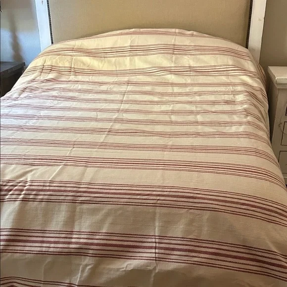 HiEND Accents Cream and Red Prescott Stripes Duvet Cover Set, Queen/King - Image 3 of 4