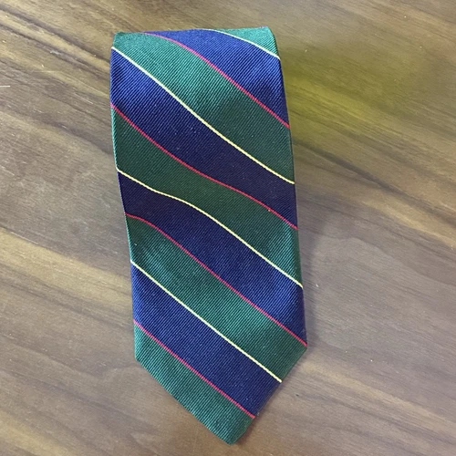 Brooks Brothers Mens Green Blue Stripe Repp Neck Tie 100% Silk Made in USA