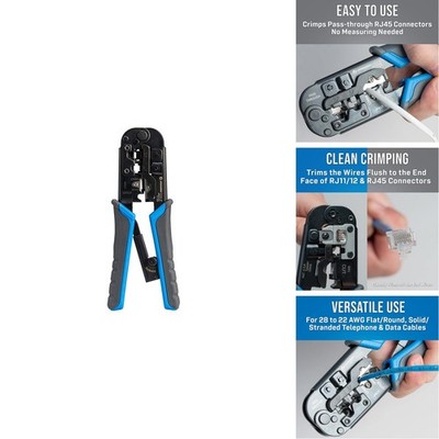 Jonard Tools UC-4569 Pass-Through 6-in-1 Modular Cut Strip Crimping Tool Blue