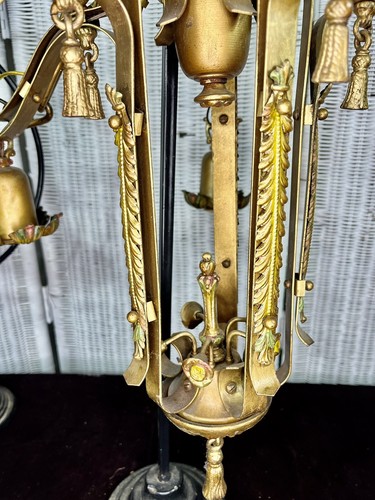 Rare Vintage 1920s 30's Ceiling Light ART Nouveau Poly chrome Chandelier 5 light - Picture 11 of 24
