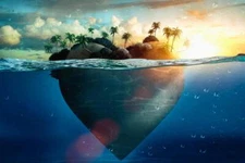 Heart Shape Island Floating in Tropical Ocean Cool Wall Art Print Poster 24x16