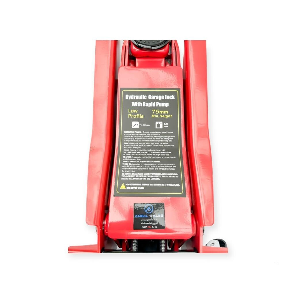 3 Tonne 75mm Ultra Low Profile Trolley Jack Fast Lift Garage Car Floor