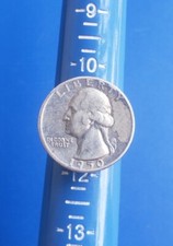 Vintage Silver Tone Ring with U.S. 1950 Washington Silver Quarter Coin. Sz 11