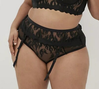 Torrid Sexy Black Flame Hipster w/ Matching Garter Belt SET Plus Size 3X,  22/24 | eBay