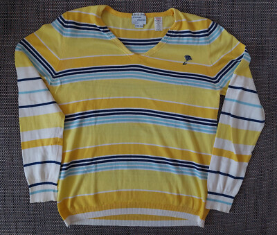 Energie Sixty Pullover Herren retro Vintage XL gelb V-Ausschnitt