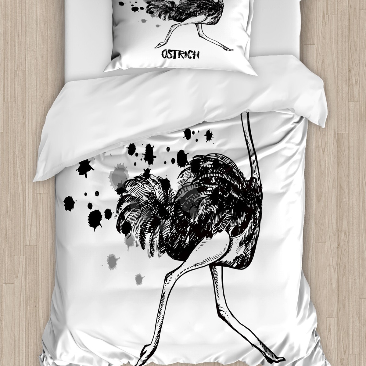Strauß Bettwäsche Set Minimalist Aquarell-Vogel