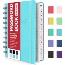 Password Book with Individual Alphabetical Tabs, 4"X5.5" Small Password Notebook