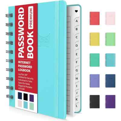 Password Book with Individual Alphabetical Tabs, 4''X5.5'' Small Password Notebook
