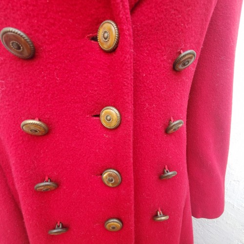 VTG Italy Old Money Romantic Coat Red Fit n Flare 60's Triple Breasted Sz S/M - Picture 4 of 15