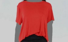 25 Elodie Women's Red Short Sleeve Bubble Hem T-Shirt Bodysuit Size M