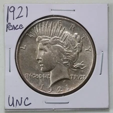 1921 $1 High Relief Peace Silver Dollar in UNC Condition #11226