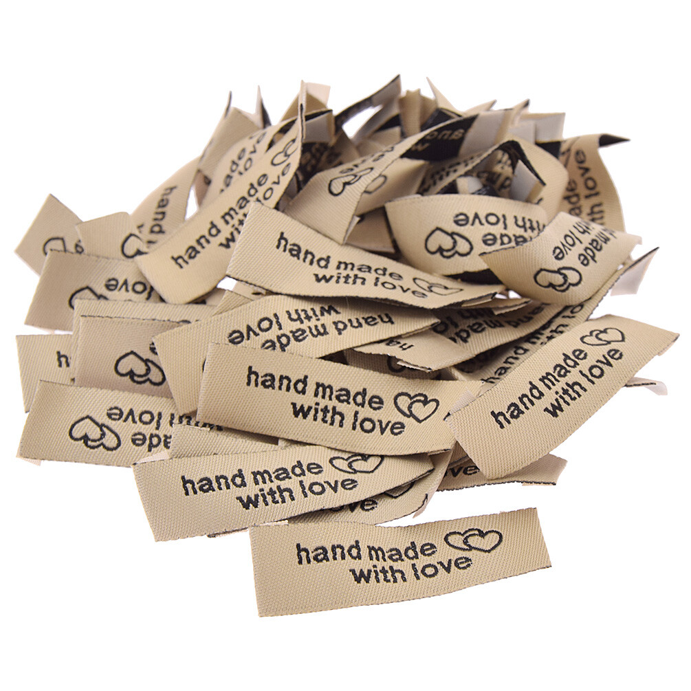 50Pcs Hand Made With Love Cloth Tags Handmade Labels For Clothes