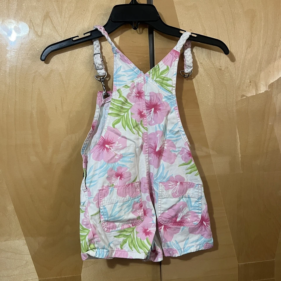 Mono vintage descolorido Glory niñas 4/5 blanco rosa flor hawaiana hibisco niños Foto 2 de 4