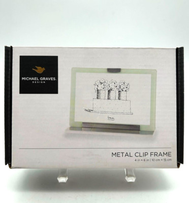 Michael Graves Design Metal Clip Picture Photo Frame 4x6'' Glass Double Sided 