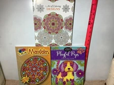 3  Coloring Books  For Adults Playful Pups Mandalas Art of Coloring Designs
