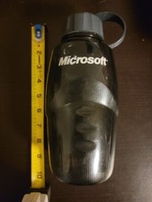 Microsoft Water Bottle Cup Black Clear Promo Employee 80s 90s VTG Rare HTF