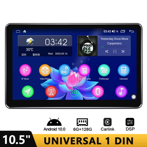 10.5 Zoll Autoradio 1Din IPS 1280*720 Touchscreen 8 Kern Fastboot Carplay 128GB - Bild 1 von 11