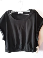 FTF Black Cropped T Shirt Women's Size XL us 1 eu New with tags