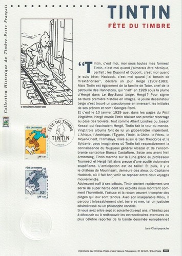 France 2000 SG3646 First Day Doc 501 Tintin (cartoon character) by Georges Renu