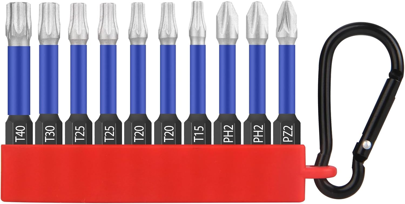 10-Piece Professional Screwdriver Bit Set with Torx, Pozi, Phillips & Hex