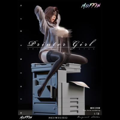Muffin Studio Printer Girl 1/3 Resin Statue In Stock H63cm PU DIY Cast Off