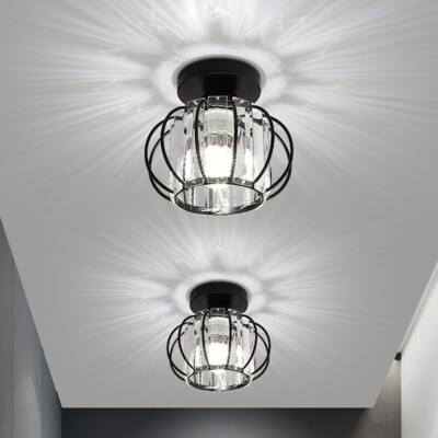 Crystal Chandelier Flush Mount Light Fixture Modern Ceiling Lamp Aisle Hallway