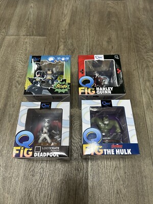 Marvel/DC Q FIGS 'QM': HARLEY QUINN, DEADPOOL & THE HULK 4 - Stück Restposten'