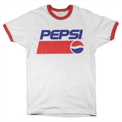 Offiziell lizenziertes Pepsi - Classic Washed Logo Ringer Herren T-Shirt
