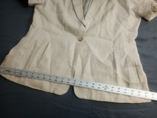 HARVE BENARD 100% Linen Blazer Jacket Women's 16 Short Sleeve Cream Button - Picture 10 of 12