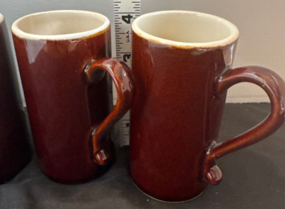 Vintage Set of Thin Tall Expresso Coffee Mugs Brown 4 oz 4"x 2" Set of 4  Ceramic | eBay