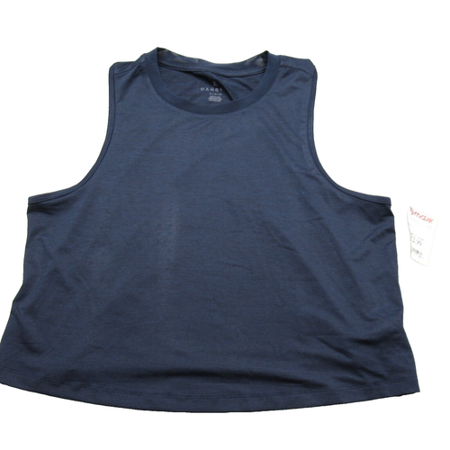 Danskin Shirt Womens Medium Blue Crew Neck Activewear Cropped Tank Top NEW